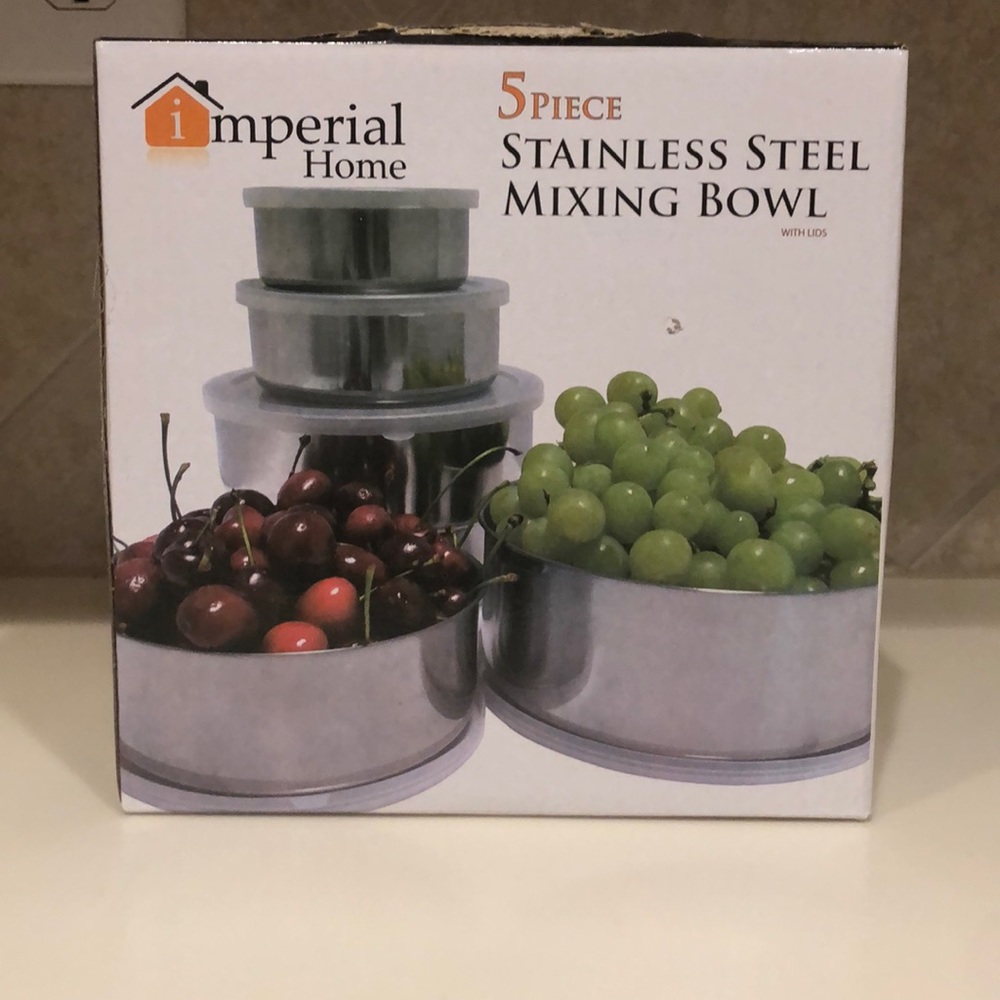 5 piece stainless steel bowls with lids